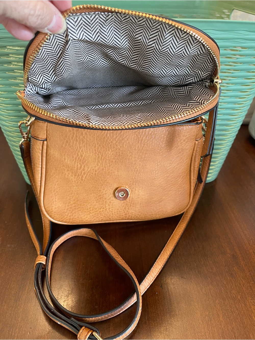 Moda Luxe Henri Tan Fold over Crossbody Bag Faux Leather - Picture 7 of 11